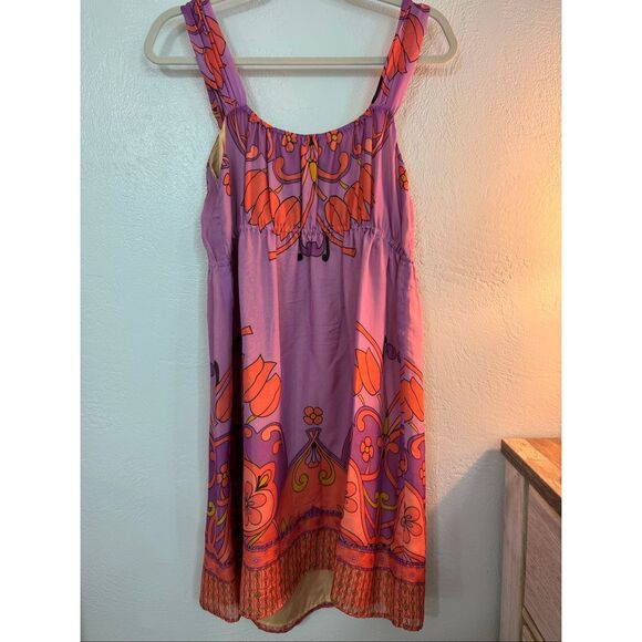 Hale Bob 100% Silk Patterned Mini Dress L - Picture 6 of 7